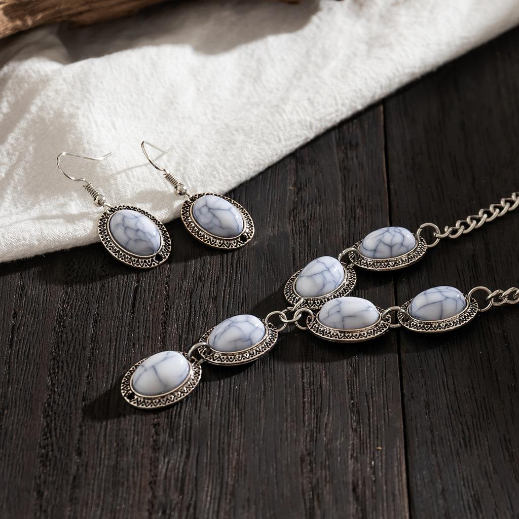 Этнические комплекты ювелирных изделий Vinatge, модные роскошные бирюзовые камни, кулон, ожерелье, комплект серег, элегантные женские обручальные кольца, ювелирные изделия, подарок