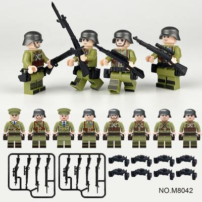 M8042 8 офицеров и солдат, конструктор, минифигурки с частями оружия, пистолет-пулемет, военный игрушечный набор для мальчиков