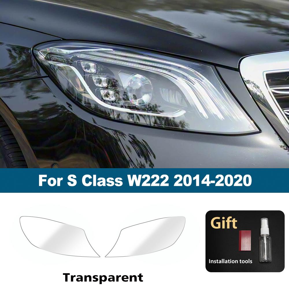 For Mercedes Benz A/B/C/E/S Class Smoke Black High Gloss Pre-Cut TPU Headlight Protective Film PPF Anti-Scratch Vinyl Wrap Kit