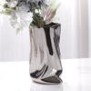 Modern Art Geometric Vase, Pleated Ornaments, Light Luxury Flower Arrangement, Floral Table, Entrance Hall Accessories, Sample Room Soft Decoration