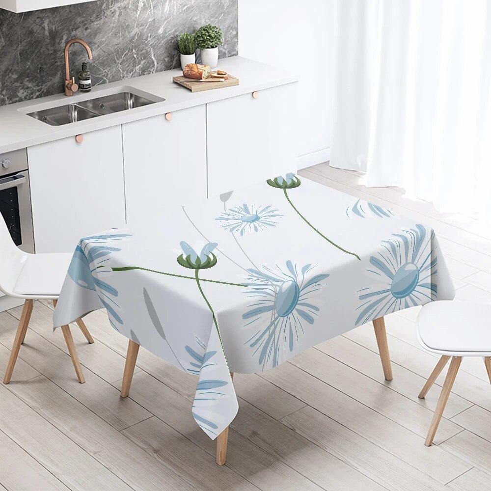 Простая скатерть с цветочным рисунком, водонепроницаемая и маслостойкая, прямоугольная, для свадебной вечеринки, ресторана, стола, украшения кухни