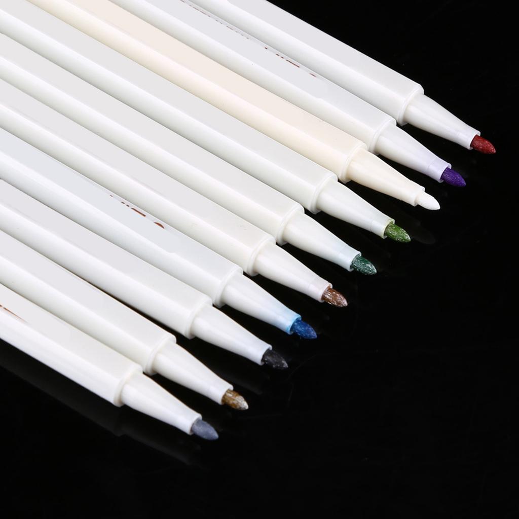 New 10Pcs Album Photo Metallic Color Marker Pens Colorful Ink DIY Scrapbook Card Making
