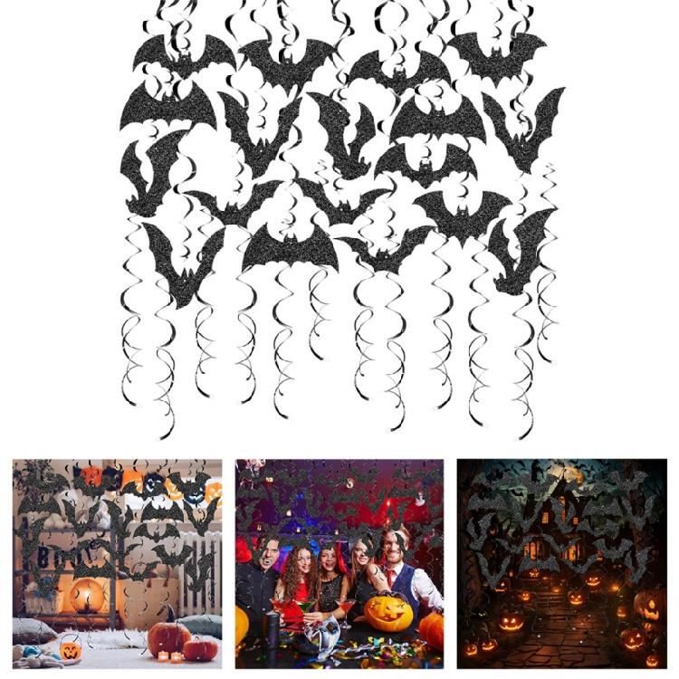 30PCS Glittered Bats Swirls Hanging Decoration Ceiling Ornament for Birthday Home Party Decoration
