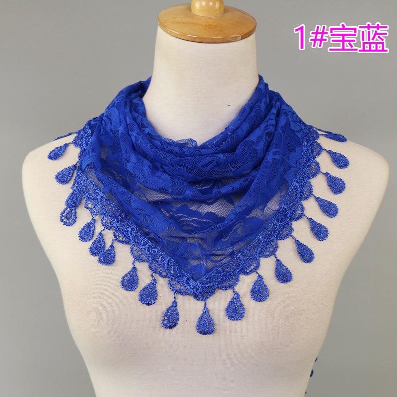 New Women Lace Monochrome Korean Triangle Scarves 140x48cm Fashionable Hollow Out Shawl Solid Rose Triangle Scarf