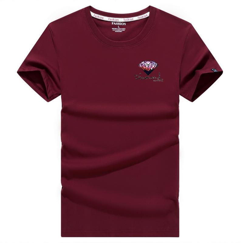 QICED Летняя футболка с короткими рукавами, мужская футболка с круглым вырезом и трендовым низом