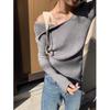 Fashion Off-the-shoulder Casual Knitted Sweater Women Fashion Pullover Slim Fit Straps Sweet Long Sleeved Tops Female Autumn Winter Bottoming Shirt