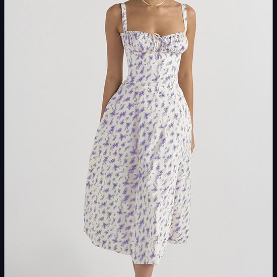 Summer Temperament, Solid Color, Fashionable, High-quality Suspender Dress, Medium Length Dress for Women