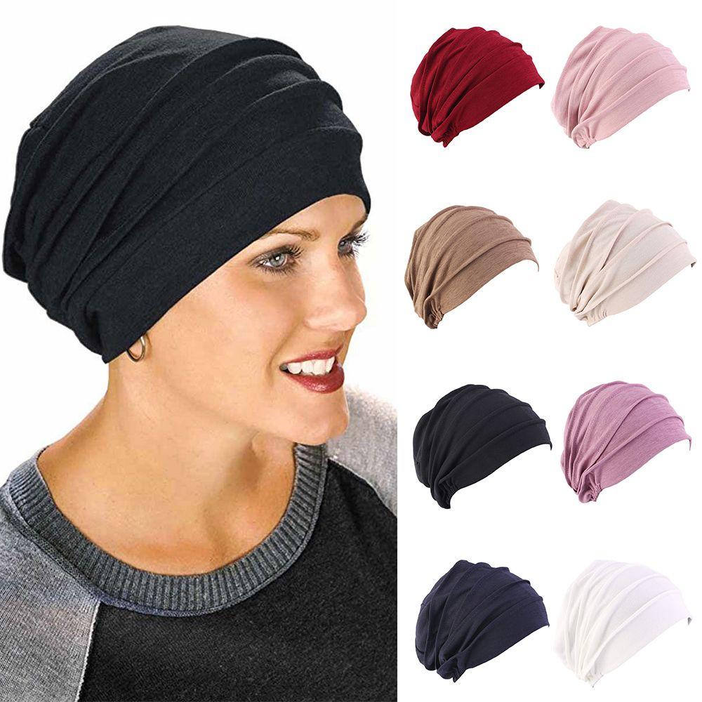 Caps Cotton Headscarf Solid Color Chemotherapy Cap Muslim Hijabs Women Head Wrap Turban Beanie Cap
