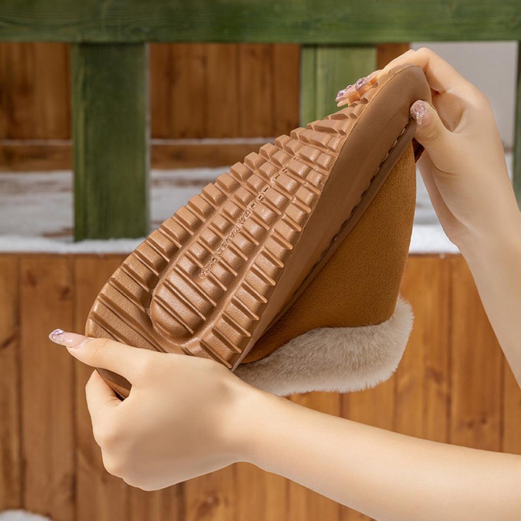 Мультяжная сумка в виде головы медведя с хлопковыми тапочками для женщин на осень и зиму, для дома с плюшевыми теплыми туфлями для ношения на улице, плюшевые сноубутсы для пары