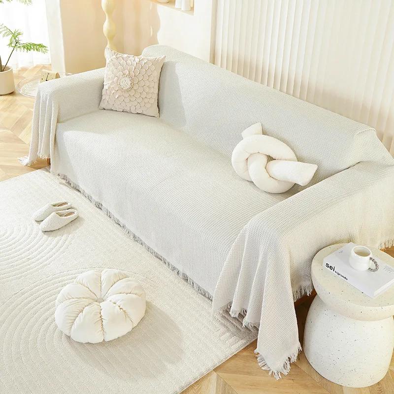 Простой однотонный ветрозащитный чехол для дивана, универсальное диванное полотенце на все четыре сезона, полный универсальный всеобъемлющий чехол для дивана