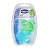 CHICCO Sucettes Physio Soft "tout Silicone" - X2 - Bleu & Vert - 6-12m - Blister
