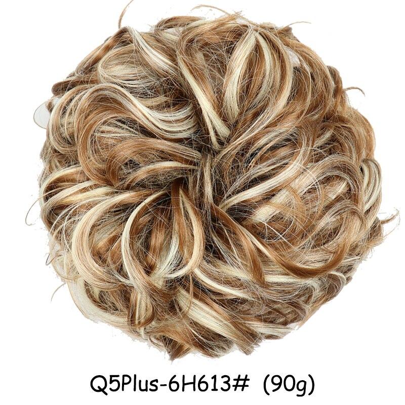 MISS WIG Women Messy Chignon Donut Hair Bun Fake Hair Elastic Chignon Synthetic Fiber Hairpiece Gray Black Brown Color