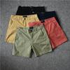 Мужские хлопковые шорты три четверти облегающего кроя однотонные - Модные летние эластичные брюки