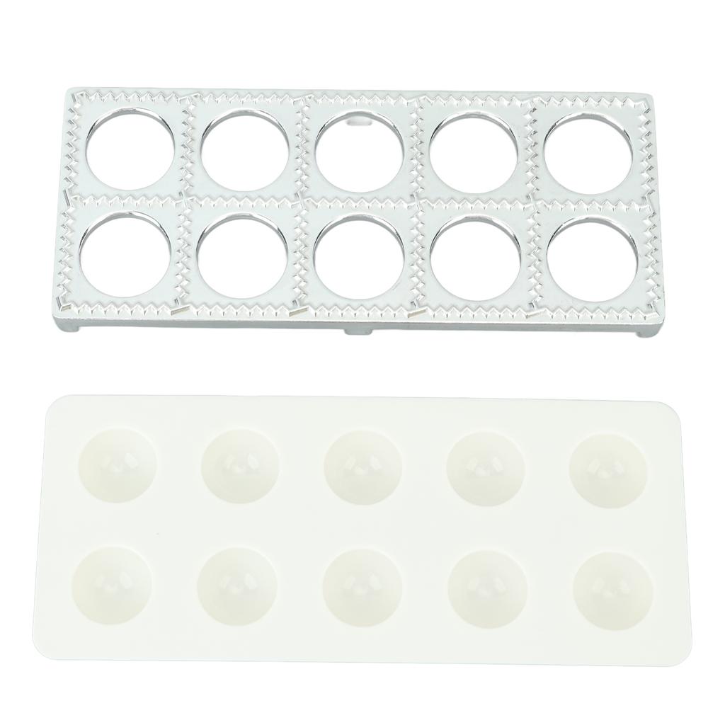 Ravioli Maker Press 10 Holes Iron ABS Durable Square Ravioli Maker for Home Dumpling Making Silver