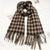 New Hoop Yarn Autumn and Winter Plaid Tassel Scarf Shawl Fashionable Senior Women Korean Style Thickened and Warm