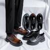FashionMan Japan Harajuku Korean Office Fashion Business Wedding Leather Shoe Men Platform Streetwear Glossy Vintage Casual Cargo Shoes