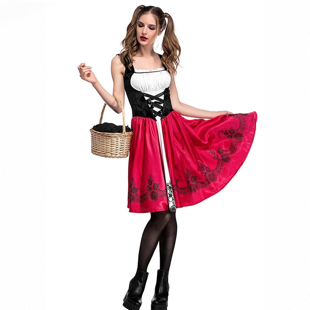 Women's Vintage Dress Color Patchwork Cosplay Sleeveless Dresses
