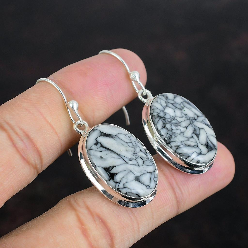 Серьги из яшмы Pinolith, драгоценные камни, серьги из стерлингового серебра 925 пробы, ювелирные изделия из яшмы Pinolith, серьги ручной работы, подарки на годовщину