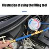 R134A Refrigerator Freon Recharge Hose Kit, R134A AC Refrigerant Charging Hose Gauge, Piercing Valve Hose Refrigerant