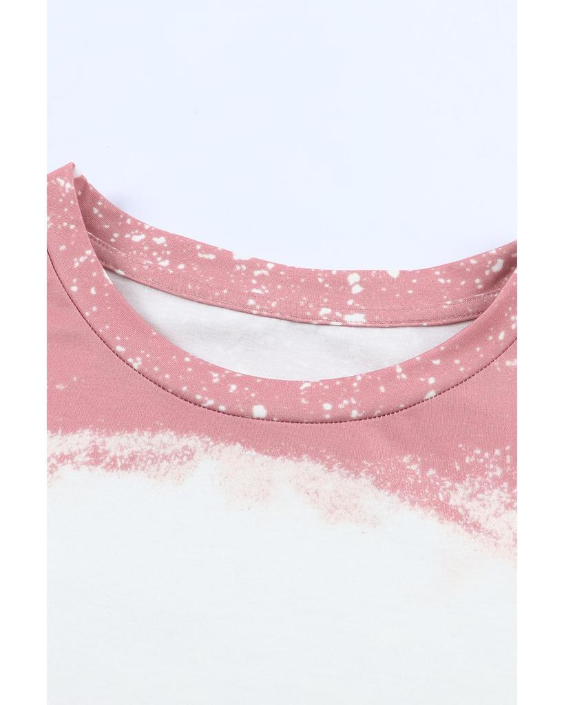 Azura Exchange Pink Tie Dye Color Bleached Short Sleeve T Shirt