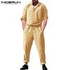 INCERUN Уличная одежда больших размеров, мужские цельные комбинезоны, комбинезон с длинными рукавами, уличные брюки-карго, комбинезон