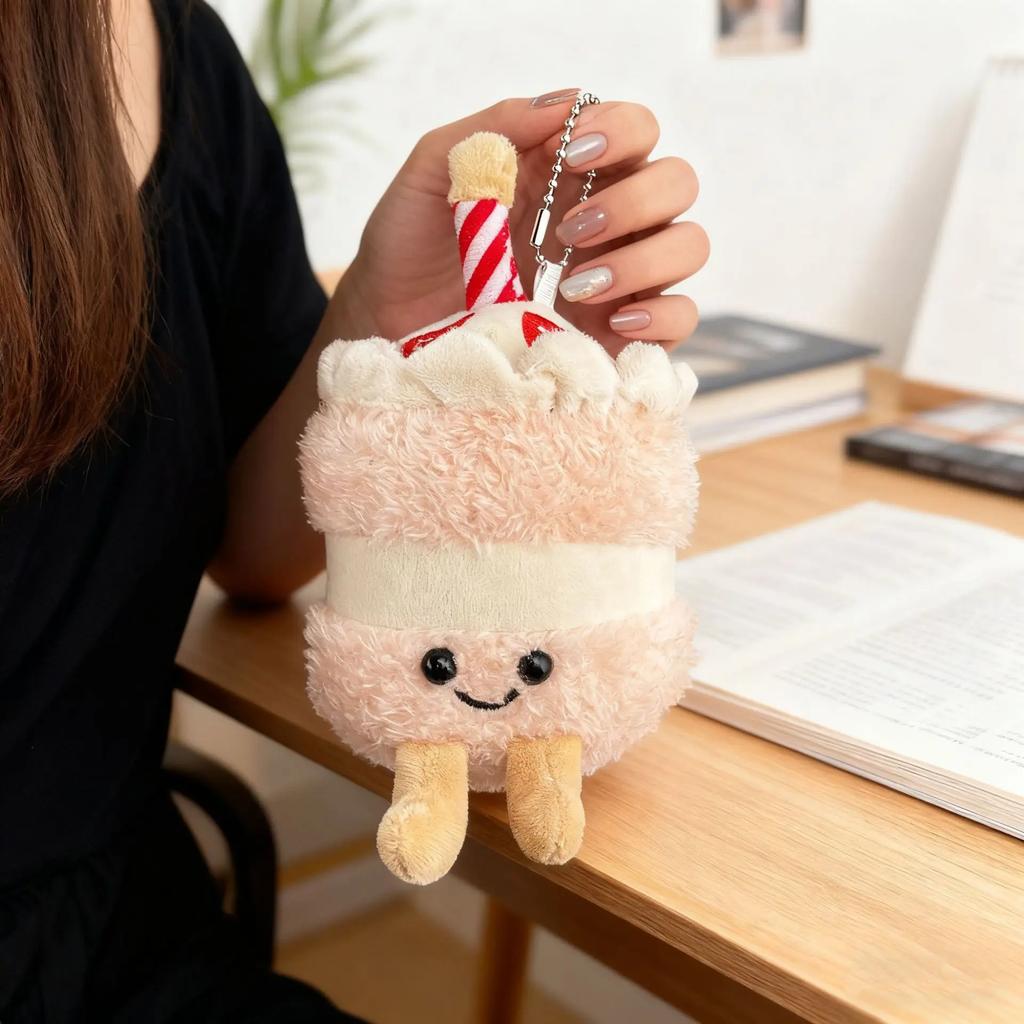 Cartoon Cute Fruit and Vegetable Plush Series Keychain Toy Peach Pear Cherry Doll Smiling Face Fruit Decoration Pet Gift