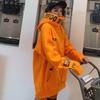 Winter Hoodies Women Streetwear Pullover Korean Style Oversized Hooded Sweatshirt Orange Warm Outwear