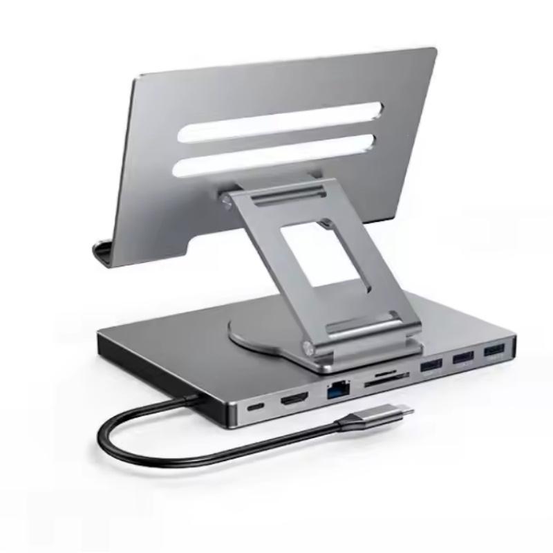Multi USB C Hub with 360 Rotating Stand HDMI-compatible 4K 60Hz PD 100W USB3.0 SD Tablet Docking Station 5Gbps