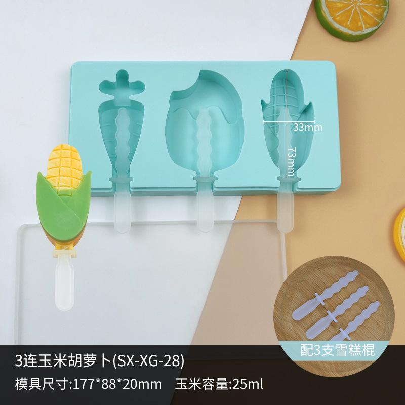Silicone Ice Cream Mold Maker 4 Holes Popsicle Cube Chocolate Tray Molds Gem Mould Valentine's Day Gift Diamond Baking Tools