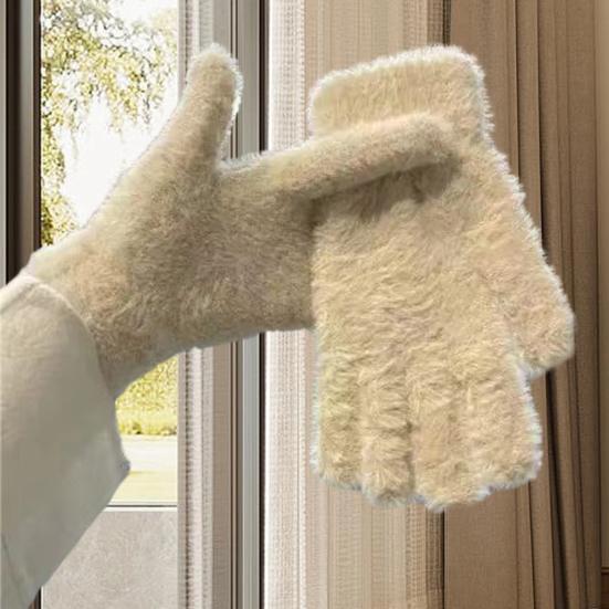 1 пара женских зимних перчаток для верховой езды, однотонные перчатки из толстого бархата, полнопалые, ветрозащитные, теплые перчатки, подарок EMA