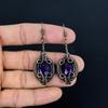 Amethyst Earrings Gemstone Jewelry, 999 Copper Wire Wrapped Earrings, Gift For Women Handmade Earrings