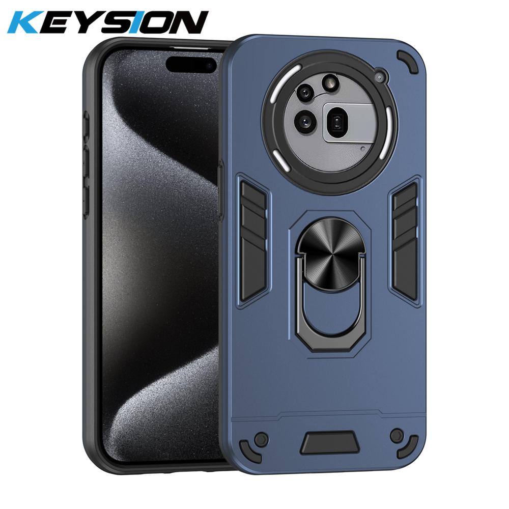 KEYSION Противоударный защитный чехол для Nothing Phone 3A Pro Мягкий силиконовый + PC Ring Stand Phone Back Cover для Nothing Phone 3A Pro