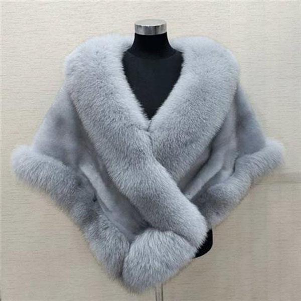 Faux Fur Shawl Women Imitation Fox Fur Dress Capes Thick Warm Short Furry Coat Luxury and Wealth Autumn Winter
