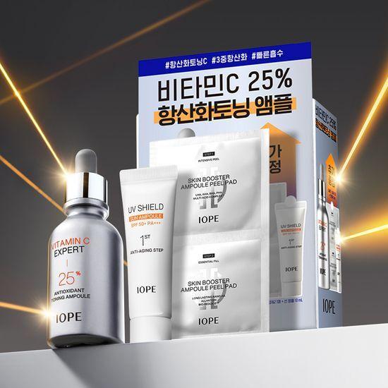 Iope Витамин С Эксперт 25% антиоксидант тонизирующая ампула 23 мл (+1 пилинг-пэд + 10 мл солнцезащитной ампулы)