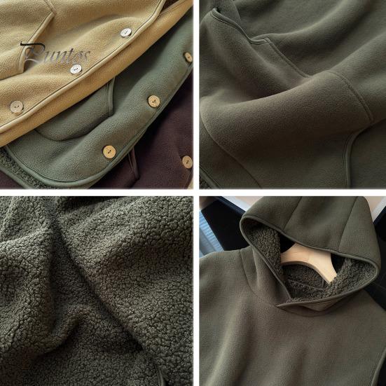 Women Fall Winter Vest with Hooded Side Button Closure Fleece Thermal Isolation Solid Color with Front Pocket Casual Daily Hoodie Top