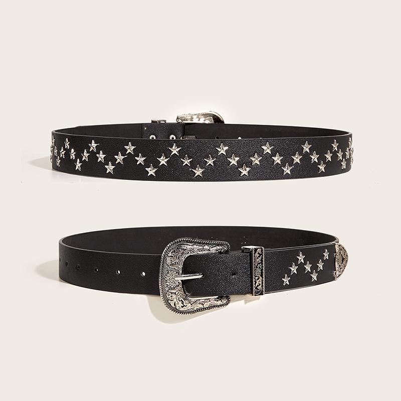 Винтажные ремни с заклепками в стиле звезд Y2K с металлической пряжкой в стиле панк-рок, готический пояс из искусственной кожи, женские и мужские джинсы, брюки, аксессуары для декора