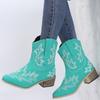 European and American Retro Women's Boots 2024 New Autumn and Winter Ethnic Embroidery Mid Heel Casual Short Boots Zapatos Mujer