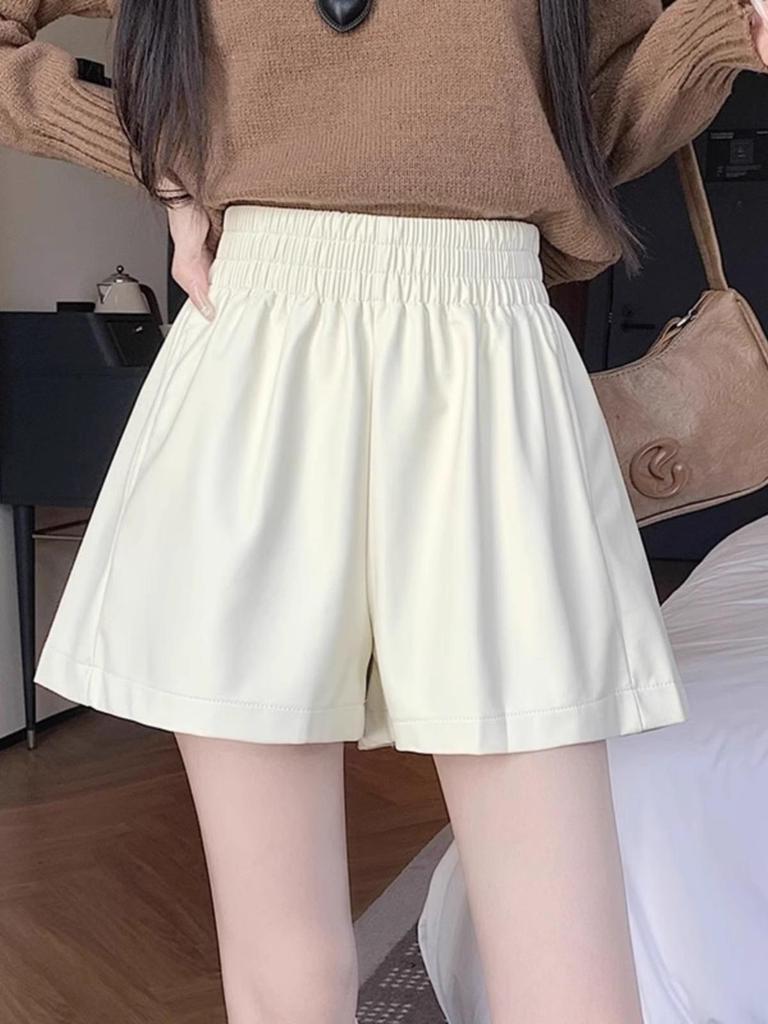 Женские брюки А-силуэта из искусственной кожи с высокой талией: Черные широкие брюки свободного кроя на осень/зиму 2023 г.