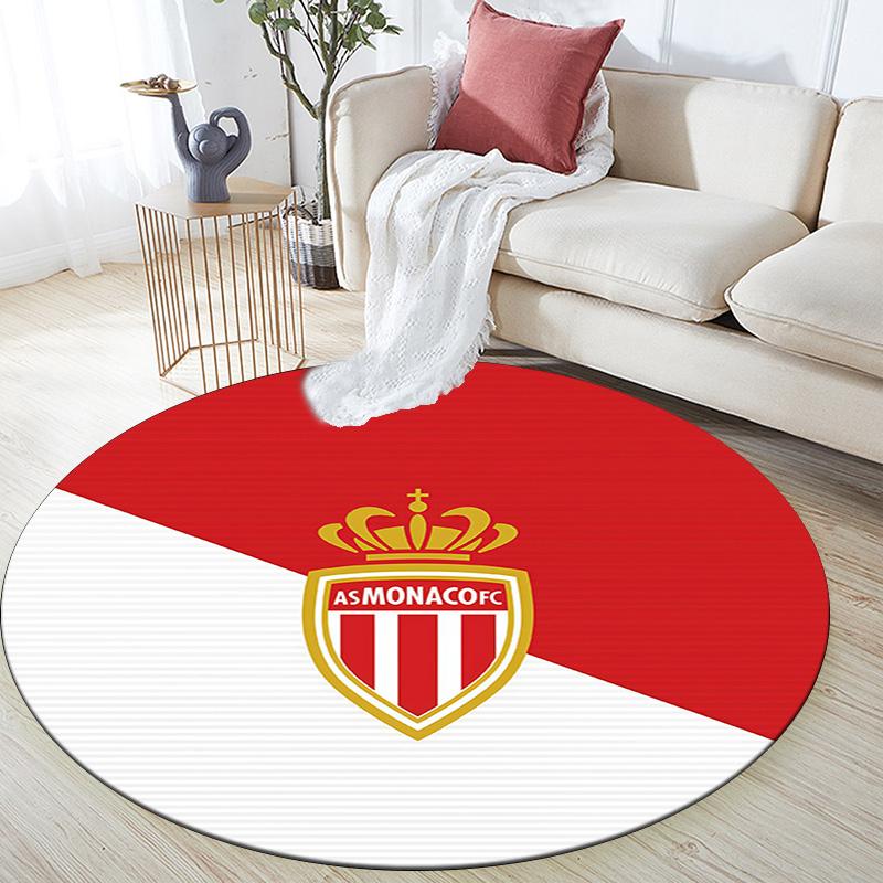 AS Monaco FC Round Area Rug,Carpet Rug for Living Room Bedroom Sofa Playroom Decor,Non-slip Floor Mat