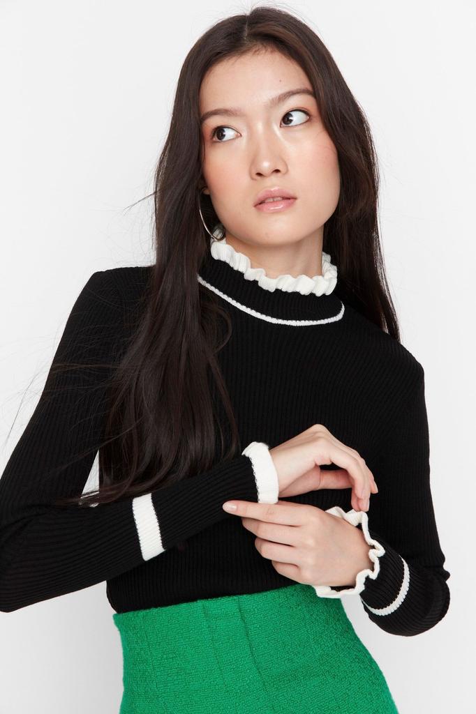 Женский свитер в элегантном стиле, трикотаж с цветными блоками, свитер