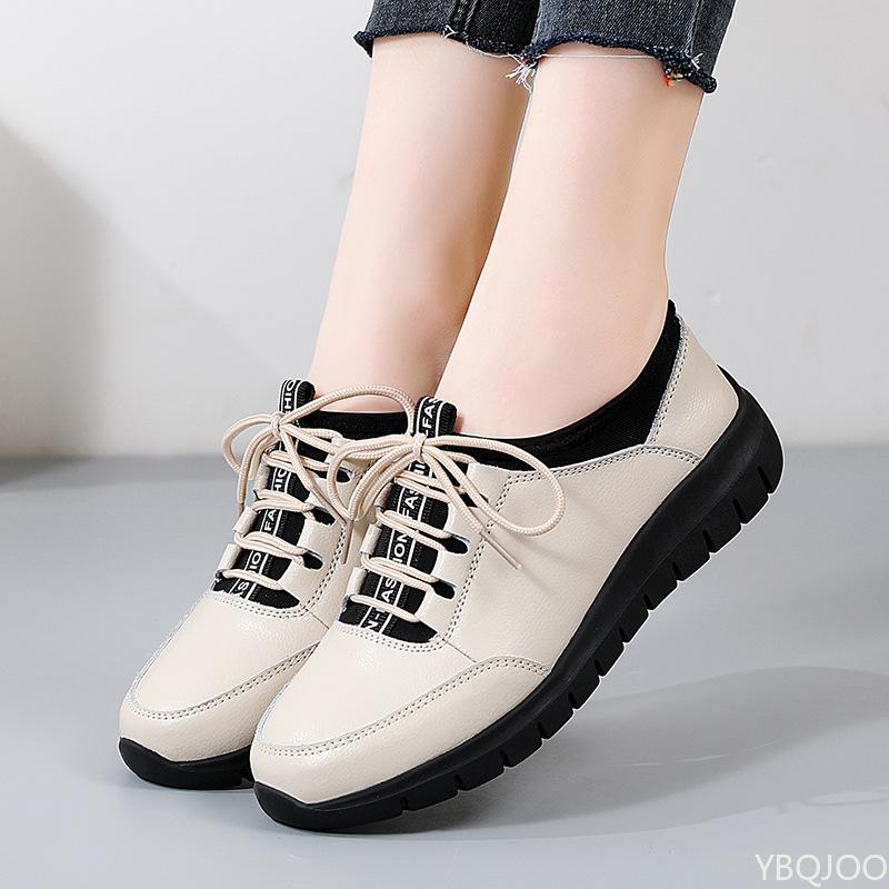 2025 Trend Spring Casual Comfortable Women Shoes Lace Up Fashionable Versatile Flats Elegant Minimalist Thick Soled Shoes