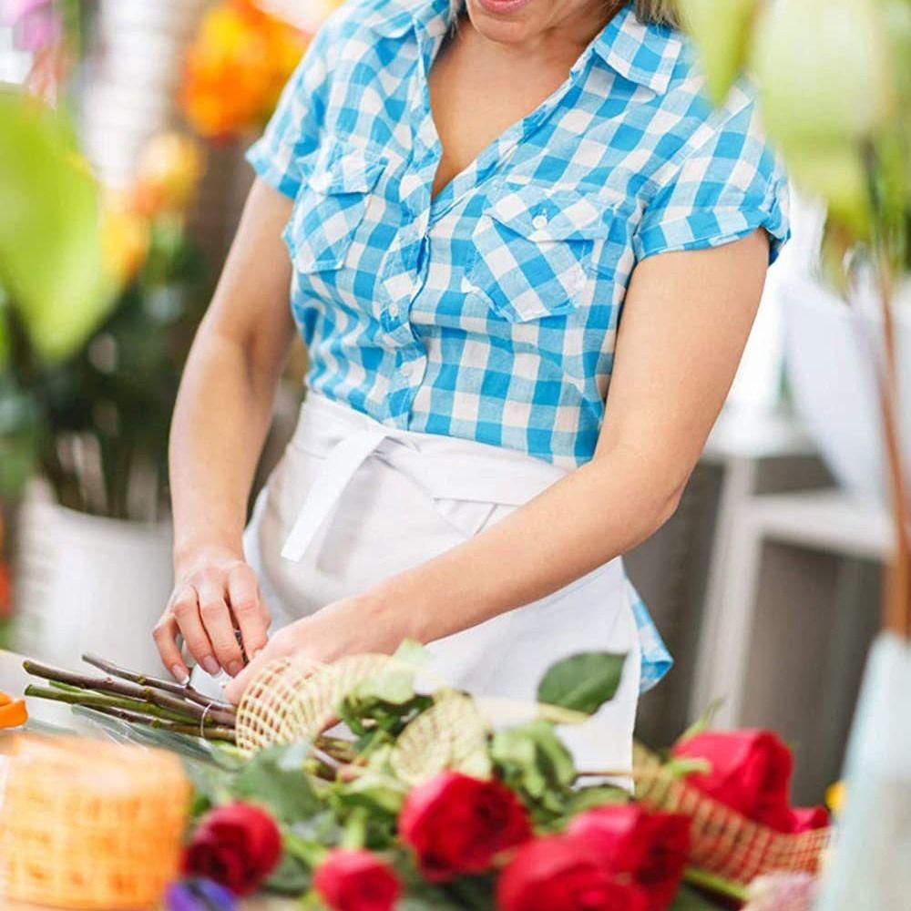 Fashion Unisex Waist Apron 3 Pockets Polyester Short Half Waist Apron Waiter Half Waist Apron Restaurant Waiters