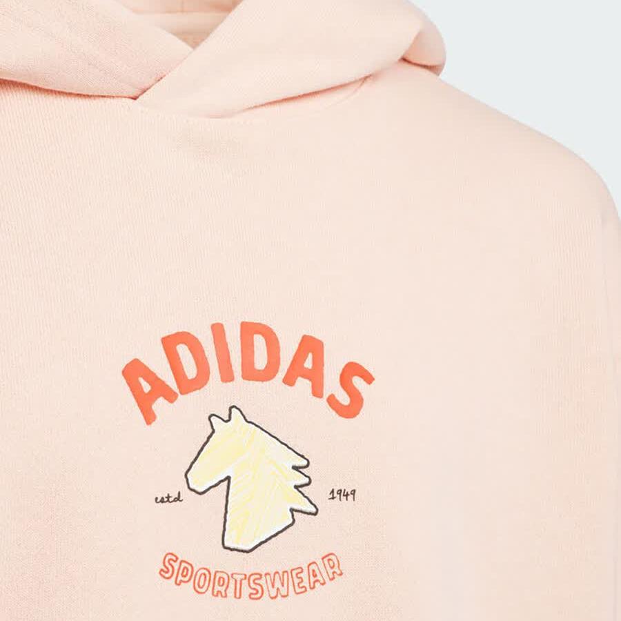 adidas Повседневный спортивный костюм Новогоднее издание Худи с капюшоном Лонгслив Штаны средней посадки Детские комплекты KV6912