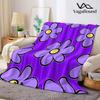 Pop Purple Outline Flower Flannel Blanket Warm Soft Halloween Christmas Decorative Couch Warm Cozy All-Season Gift