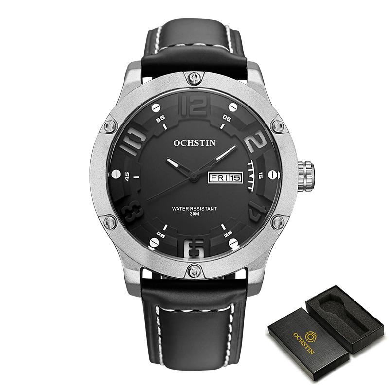 OCHSTIN Men's Watch Quartz Date Week Watches Waterproof Leather Nylon Strap Mens Wristwatches Army Sports Casual Male Clocks