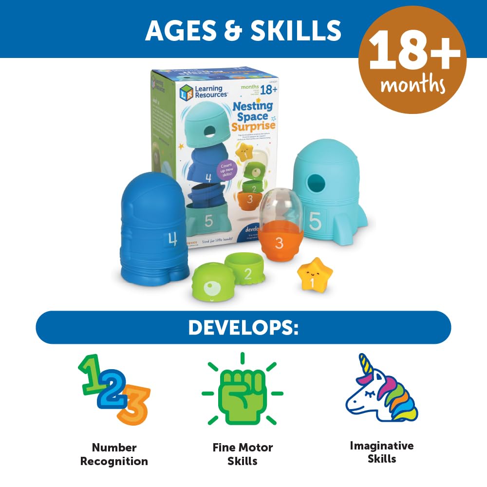 Learning Resources Numbers and Space Space Surprise Interlocking Numbers Educational Nesting Authentic Journey! Toy, Design, LER6377,