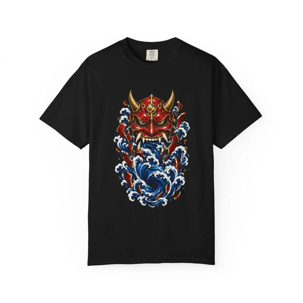 Oni Undertow Japanese Tattoo Art Unisex T-shirt Black Front Print Comfort Colors 1717