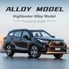 AHI4   1:32 Toyota Highlander 2023 SUV Alloy Die Cast Toy Car Model Sound and Light Pull Back Children's Toy Collectibles Birthday Gift