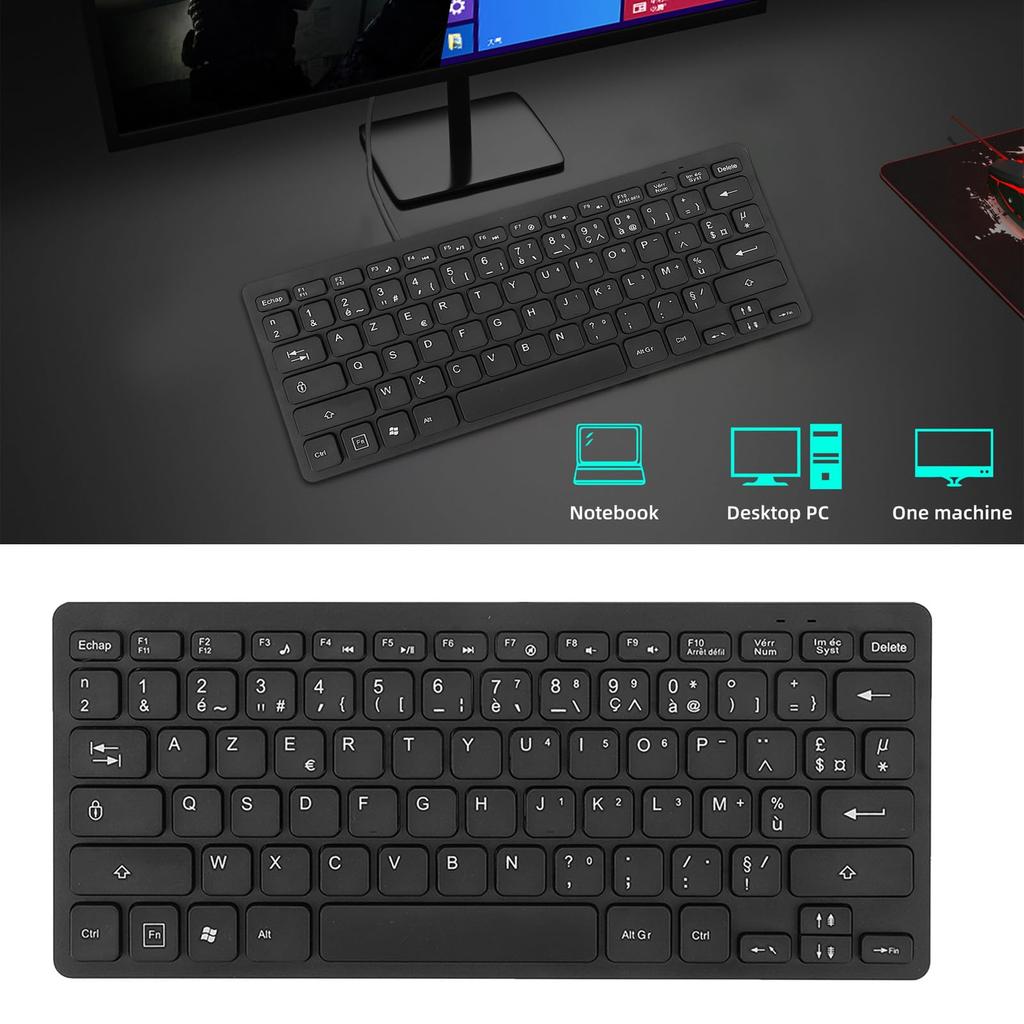 Проводная USB двуязычная клавиатура, 78-клавишная ультратонкая двуязычная клавиатура на немецком, французском, испанском и английском языках, Plug and Play, испанская клавиатура для школы,