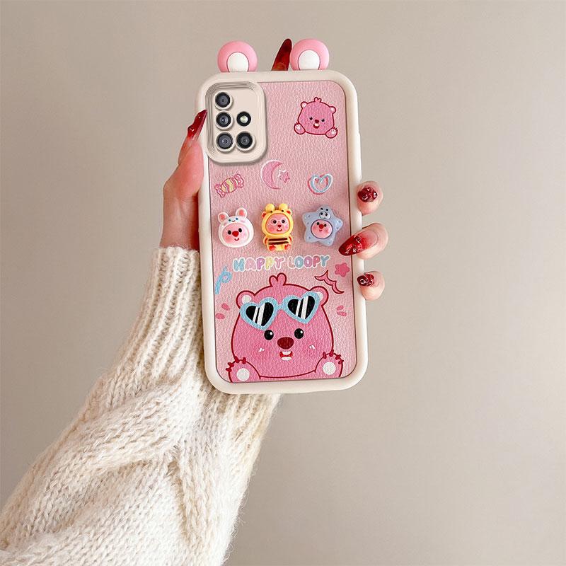 KEYSION Милый чехол с 3D-мультяшным изображением уха для Samsung A51 4G с браслетом, мягкий силиконовый противоударный чехол для задней панели телефона Galaxy A51 4G